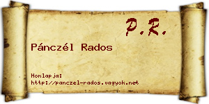 Pánczél Rados névjegykártya